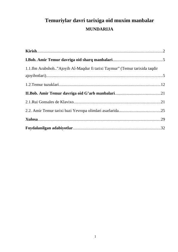 Temuriylar davri tarixiga oid muxim manbal