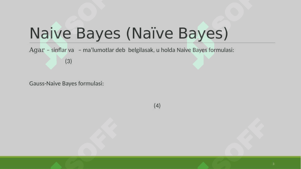 Mantiqiy klassifikator(Oddiy Bayes klassifikatori) 3