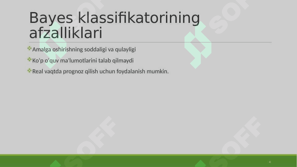 Mantiqiy klassifikator(Oddiy Bayes klassifikatori) 4