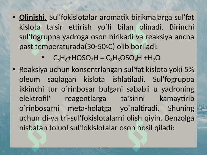 Organik kimyo Sulfobirikmalar 4