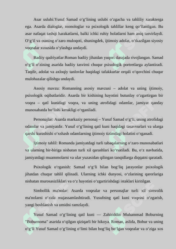 YUSUF SAMAD OʻGʻLINING  QATL KUNI ROMANI TAHLILI 2