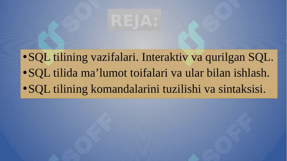SQL tili va SQL operatorlarini yozish 2