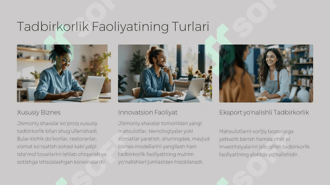 Tadbirkorlik faoliyati va shakllari 6