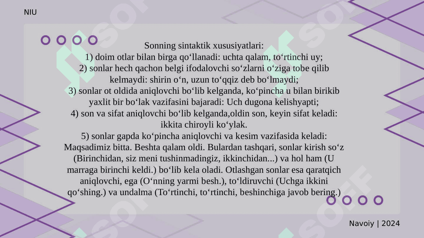 Sonning ma'no turlari. Hisob so'zlar 3
