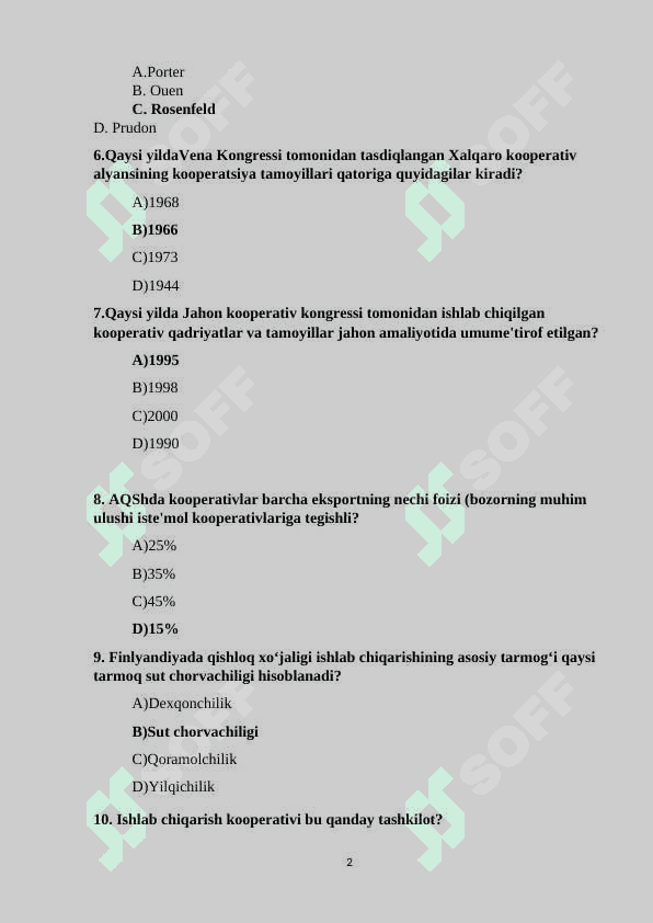 Kooperatsiyadan 20 ta test 2