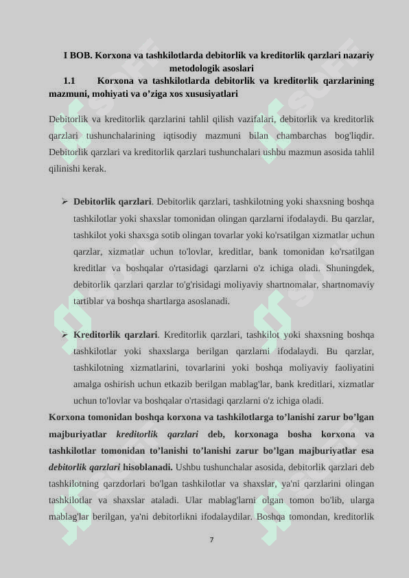 Debitorlik va kreditorlik qarzlari tahliliDebitorlik va kreditorlik qarzlari tahlili 7