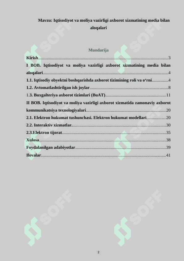 Iqtisodiyot va moliya vazirligi axborot xizmatining media bilan aloqalari 2