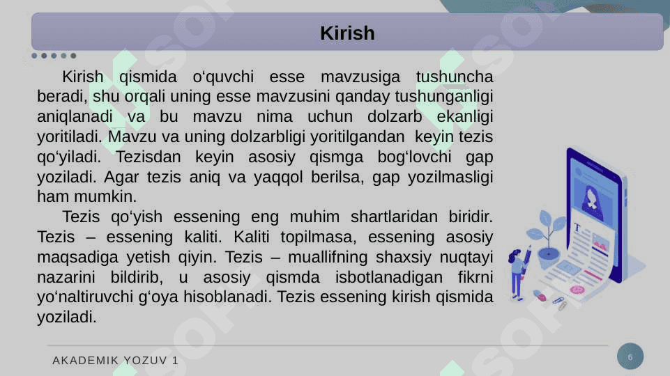 ESSE HAQIDA TUSHUNCHA. ESSE TURLARI. 6