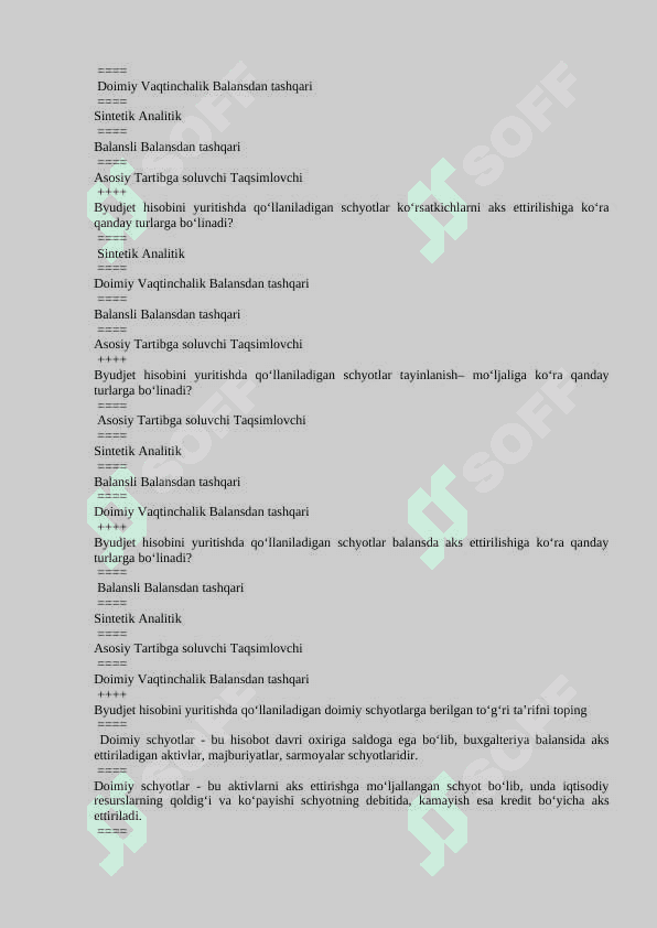 Byudjet hisobi 500 ta test javobi bilan 8