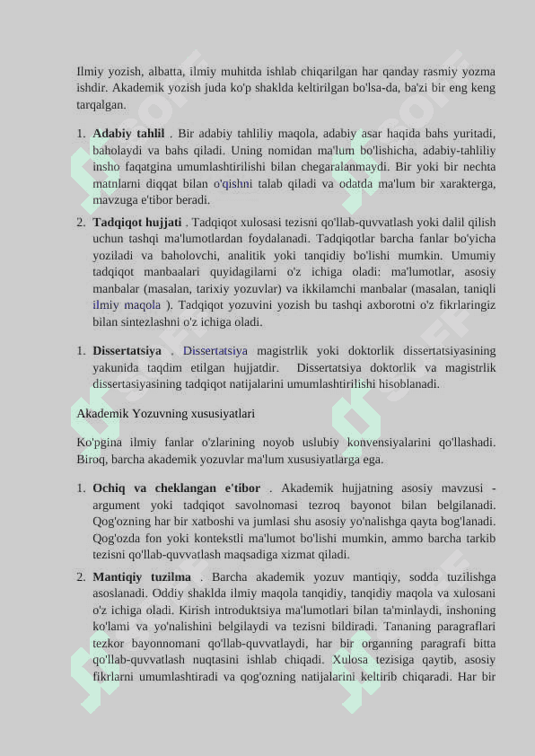 AKADEMIK YOZUV VA AXBOROT. AKADEMIK YOZUVNING XUSUSIYATLARI 3