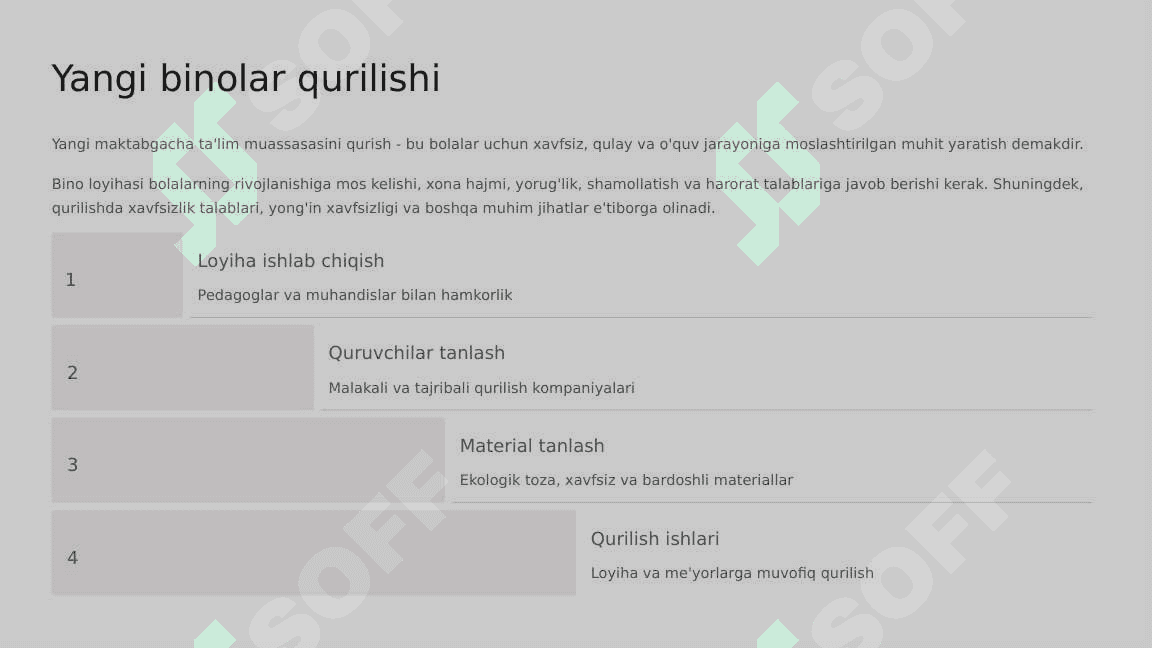 Maktabgacha ta'lim muassasasi qurilishi va bezaklari 4