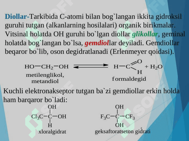 Ko`p atomli spirtlar. To`yinmagan spirtlar. Oddiy efirlar 2