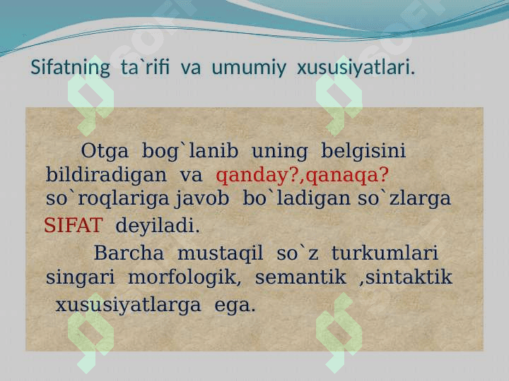 Sifatning yasalishi 2
