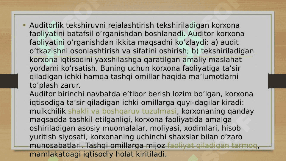 Tekshiriladigan korxona faoliyatini o'rganish 3