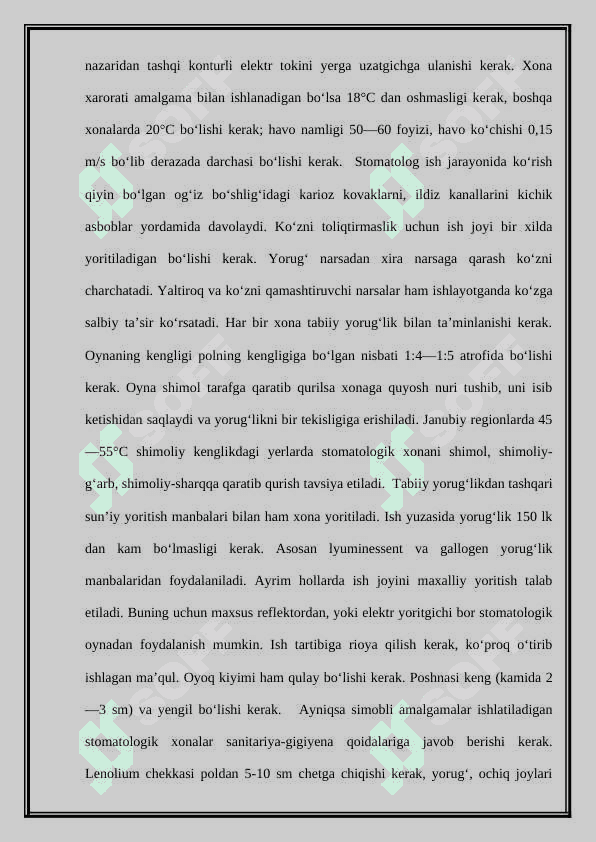 Terapevtik stomatologiya xonasining jihozlanishi 2