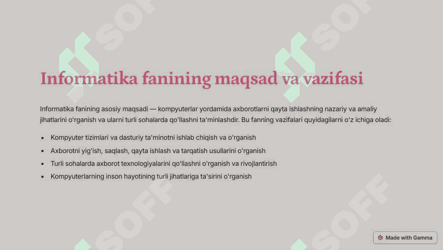 Informatika fani haqida tushuncha 2