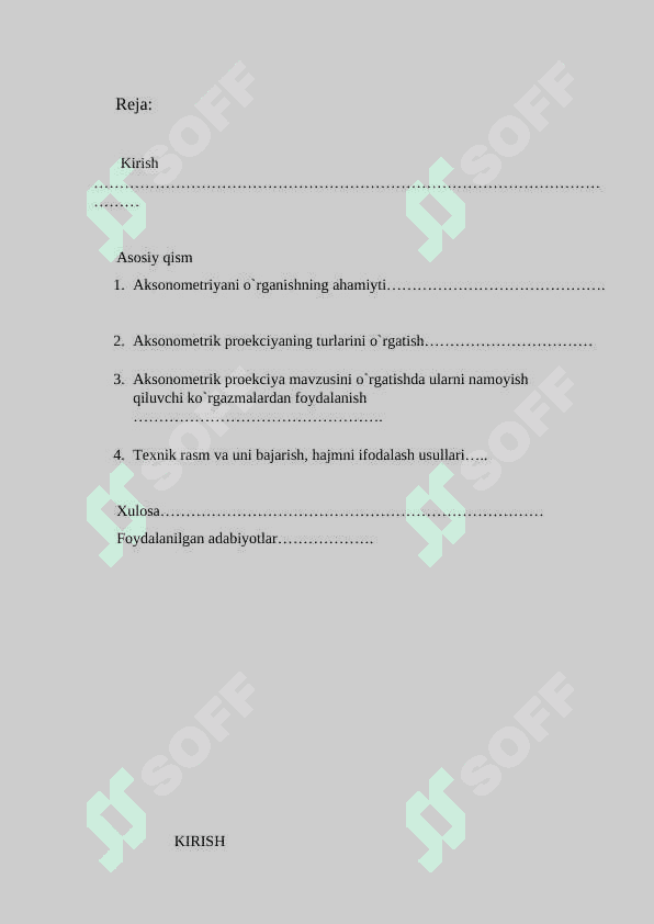 O`quvchilarning aksonometrik proekciya va texnik rasm bajarishga o`rgatish metodikasi 2
