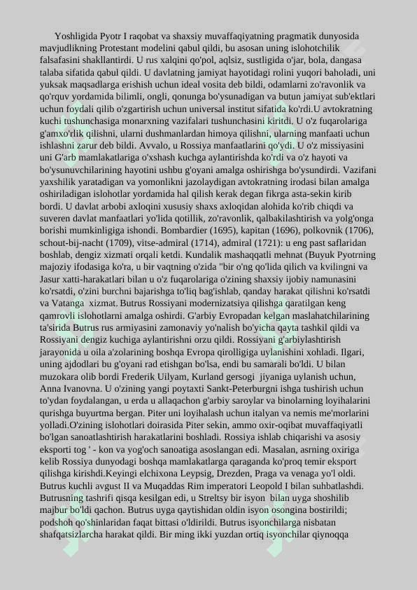 Rossiya PYOTR 1 xukumronligi davrida. 8