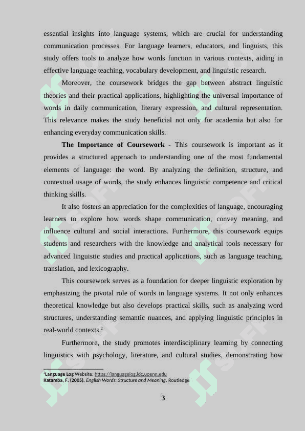 The definition of word the word 3
