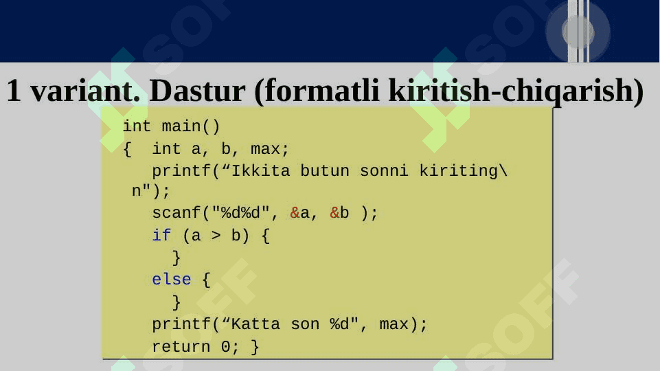 Tarmoqlanish va uzilishlarni tashkil etish operatorlari. 8