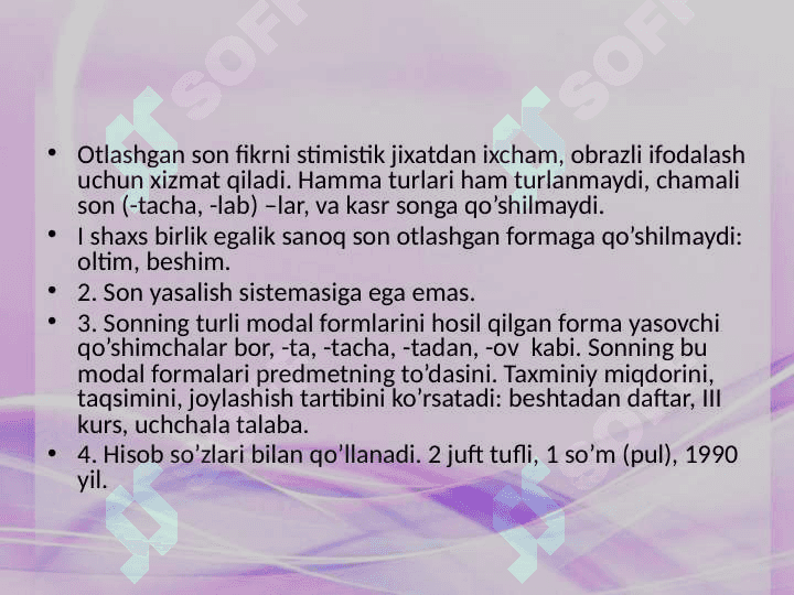 Son so'z turkumi. 7