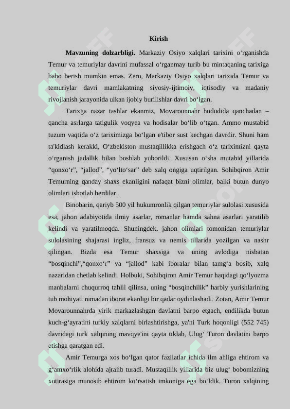 AMIR TEMUR DAVLATINING TASHKIL TOPISHI 2