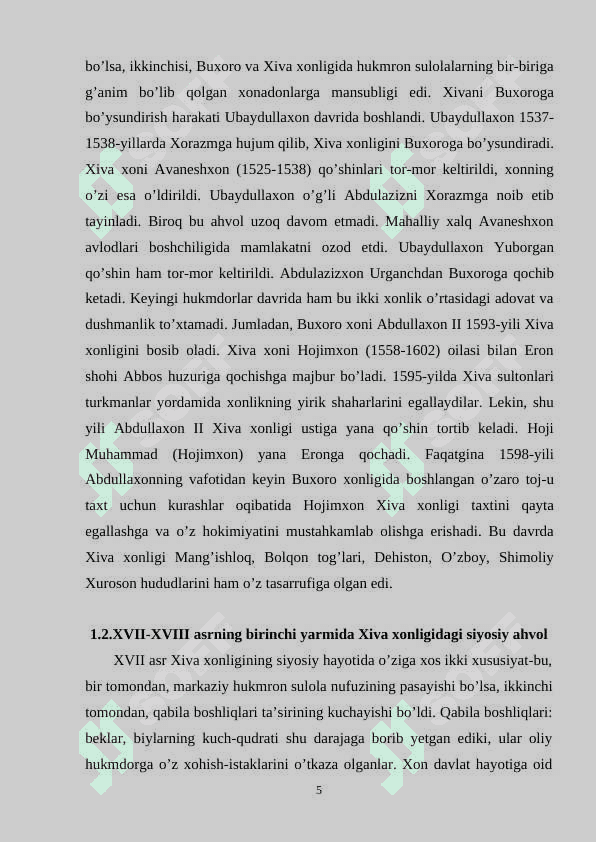 XIVA XONLIGI TASHKIL TOPISHI VA SIYOSIY TARIXI 5