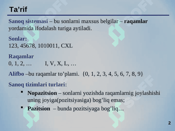 Sanoq sistemalari 2