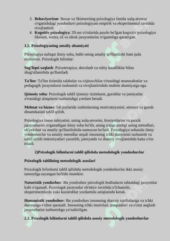 Psixologik bilimlarni tahlil qilish qonuniyatlari 8