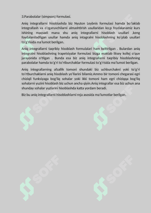 Aniq integralni hisoblash qoidalari 4