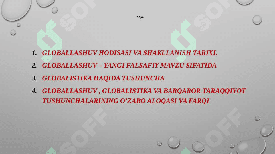 Jamiyat falsafasi. Globallashuv va barqaror taraqqiyot falsafasi (TAQDIMOT) 2