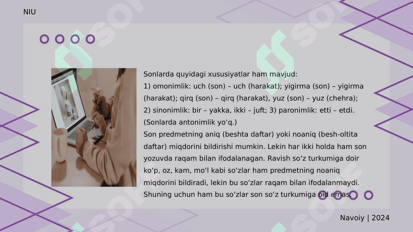 Sonning ma'no turlari. Hisob so‘zlar 4