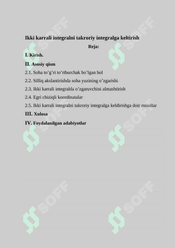 Ikki karrali integralni takroriy integralga keltirish 3