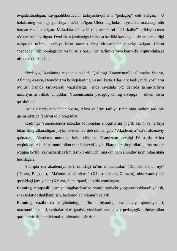 PEDAGOGIKA FANINING MAQSAD VAZIFALARI 2