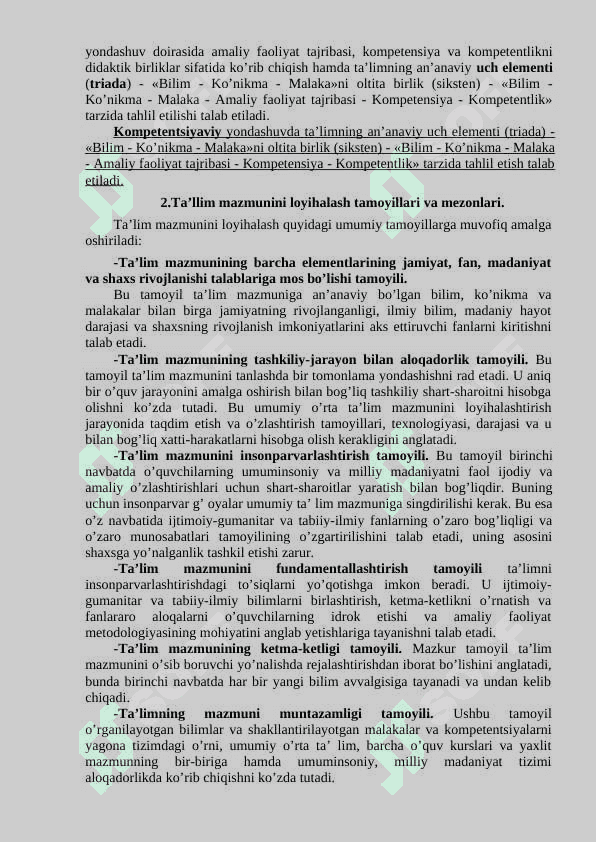 TA’LIM  MAZMUNI. TA’LIM METODLARI VA VOSITALARI 2