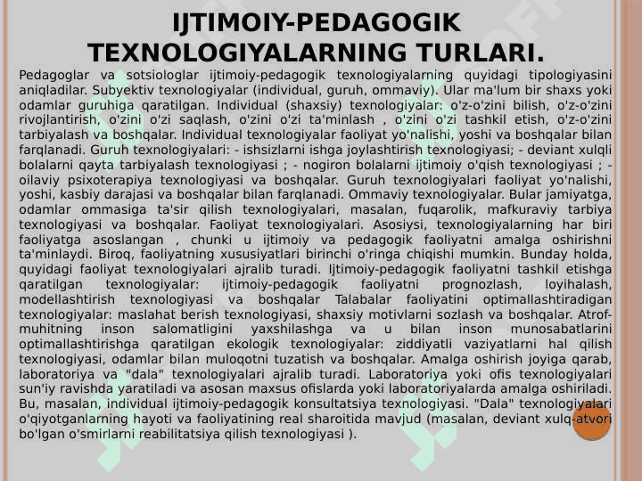 Ijtimoiy pedagogik faoliyatda  texnologiyalar 8