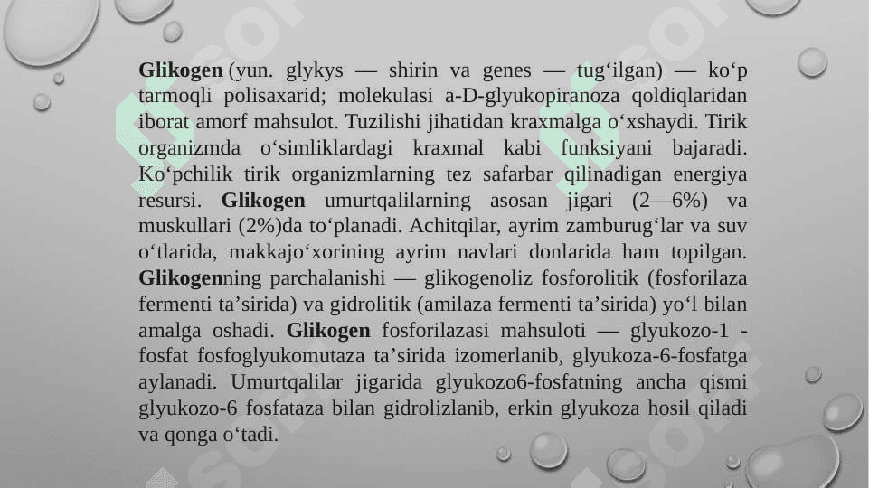 Glikogen kasalliklari (glikogenez va aglikogenez) 2