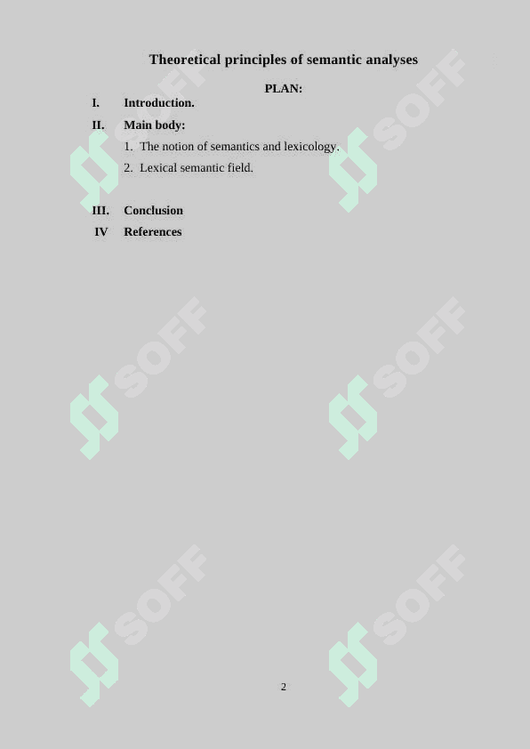 Theoretical principles of semantic analyses 2