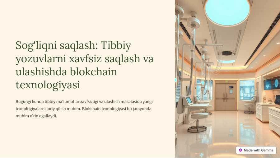 Sog'liqni saqlashda blokcheyn texnologiyasi