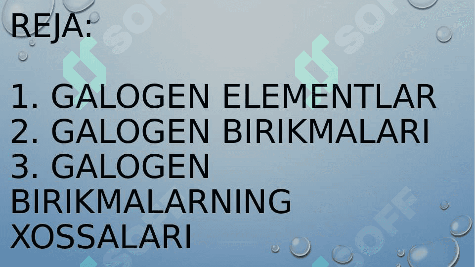 Galogenlarning o’zaro hosil qilgan birikmalari 2