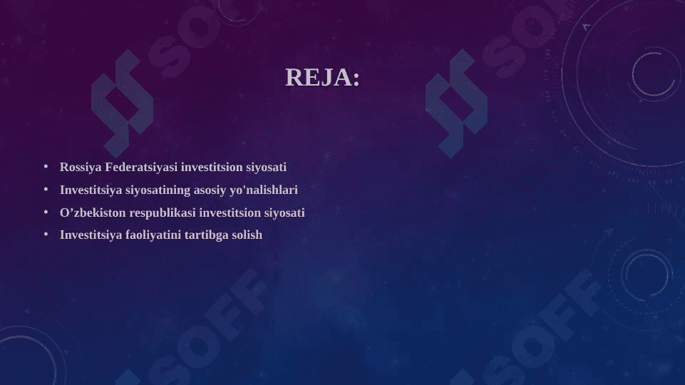 Rossiya Federatsiyasi va o’zbekiston respublikasi investitsion siyosati 2
