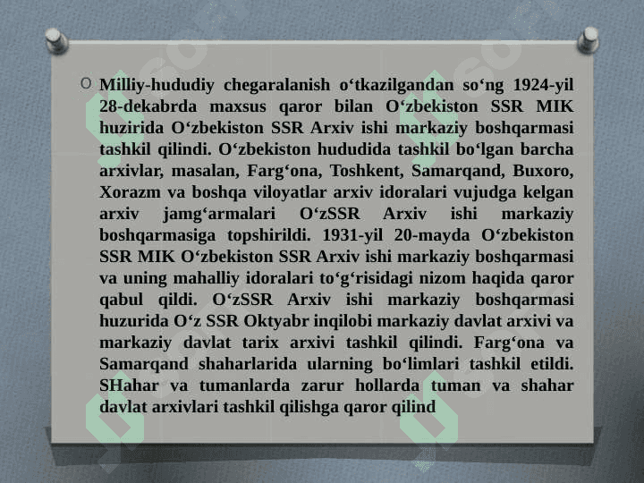 O‘zbekiston Respublikasi hududiy arxiv boshqarmalari. Farg’ona viloyati arxiv ishi hududiy boshqarmasi. 5