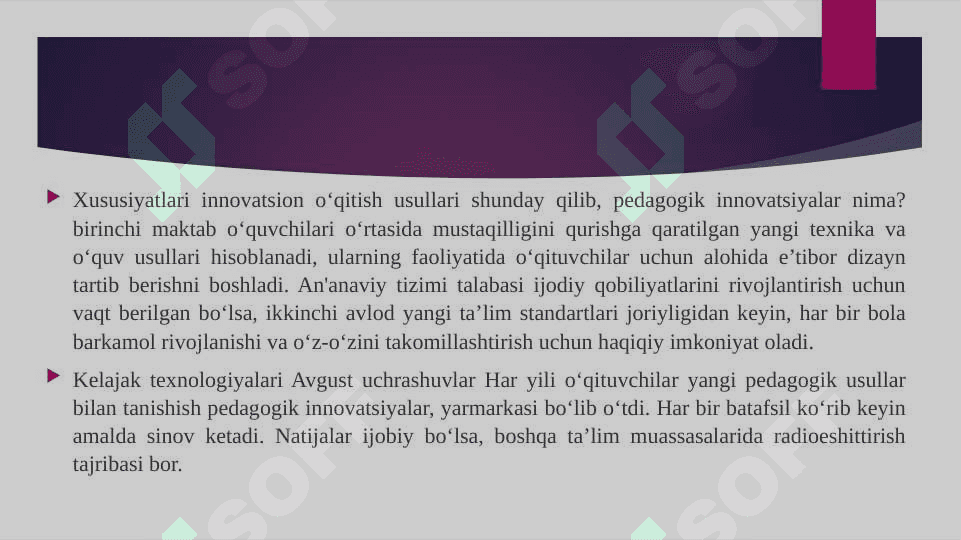 BOSHLANG‘ICH TA’LIMDA INNOVATSION JARAYONLAR. BOSHLANG‘ICH TA’LIMDA O‘QUVCHILARNING BILIM, KONIKMA VA MALAKALARINI TASHXIS ETISH 4