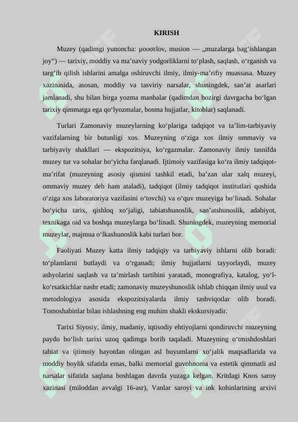 DUNYO MUZEYLARI TASNIFI 2