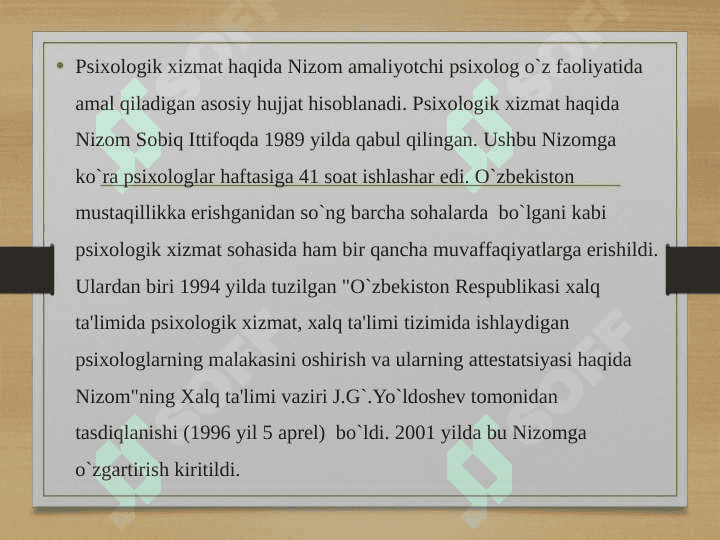 Ta’lim sohasida psixolog faoliyatining huquqiy asoslari 2