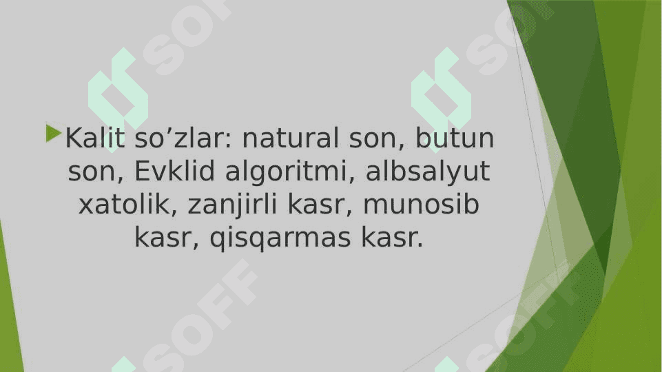 Zanjirli va munosib kasrlar 2