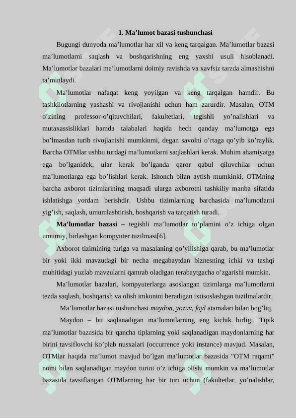 Aeraport ma`lumotlar bazasini loyihalash 4