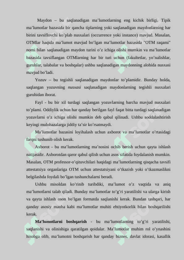 Shifoxona ma`lumotlar bazasini shakllantirish. 6
