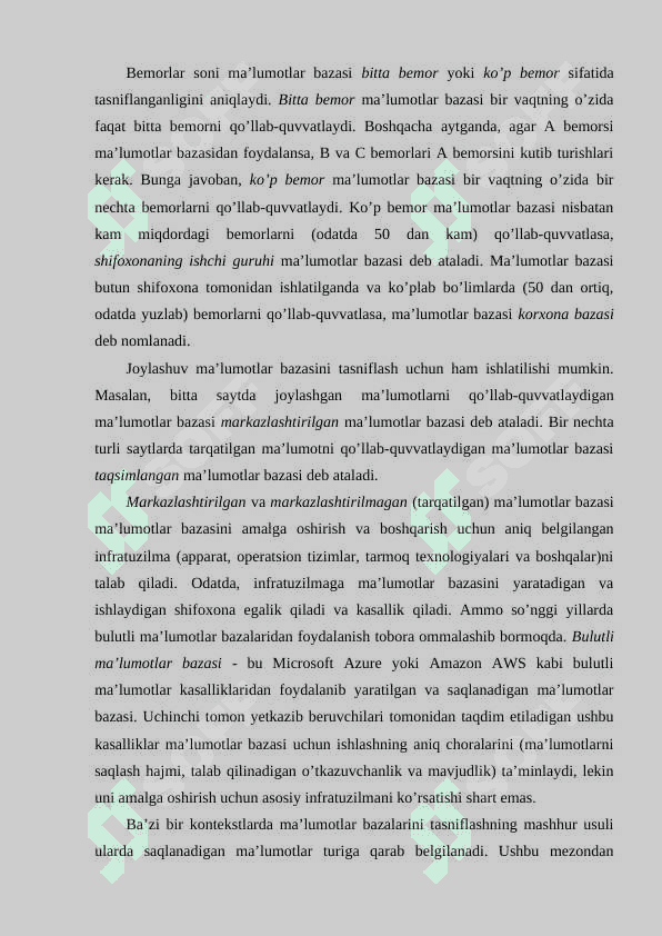 Shifoxona ma`lumotlar bazasini shakllantirish. 8