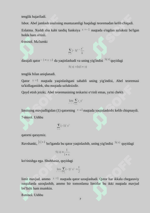 Darajali qatorlar 7